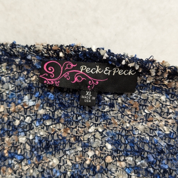 Peck & Peck Shimmering Chunky Blue & Gold Cardigan - Picture 9 of 11